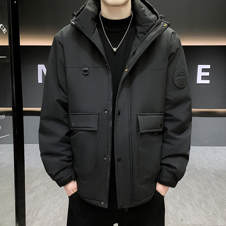 Men's Padded Short Parka with Hood windproof water-repellent and multifunctional pockets Mune Fashion