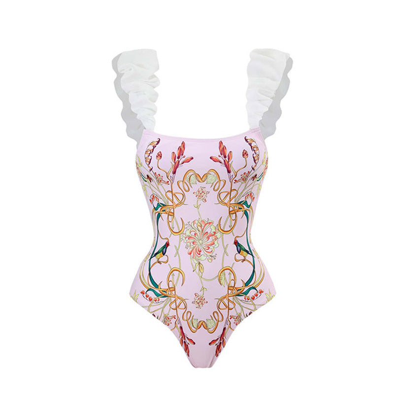 Women's One-Piece Swimsuit with Floral Ruffle Details Mune Fashion