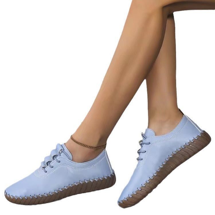 Women Lightweight Sneakers with Hand-Stitched Decorative Seam and Flexible Profile Sole Mune Fashion