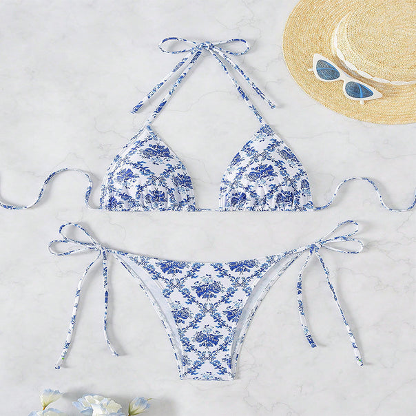 Women Triangle Bikini with sophisticated flower pattern Mune Fashion