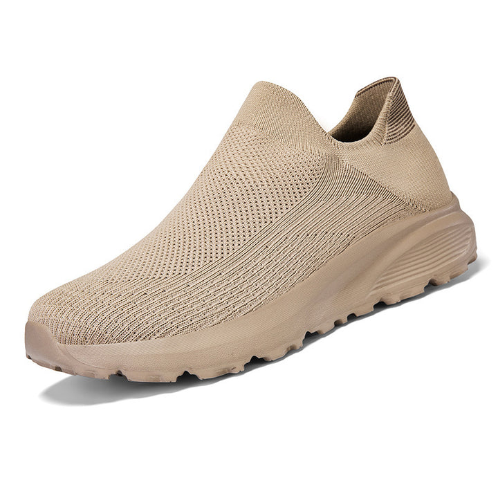 Unisex nan elastic knit slip-on shoe with contoured viscoelastic insole and slip-resistant shock-absorbing outsole Mune Fashion