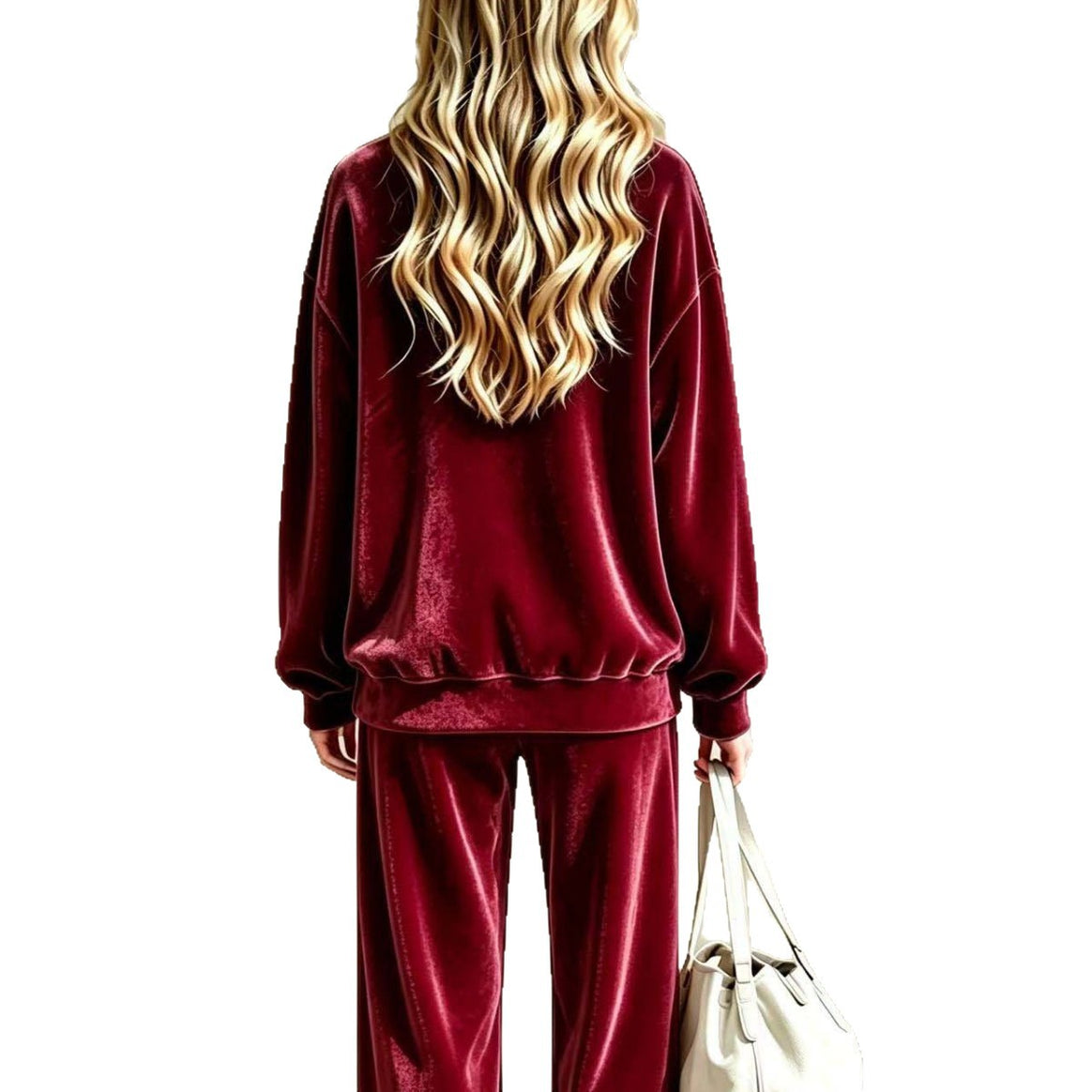 Women's Soft Velour Loungewear Set with Wide Leg and Round Neck Mune Fashion
