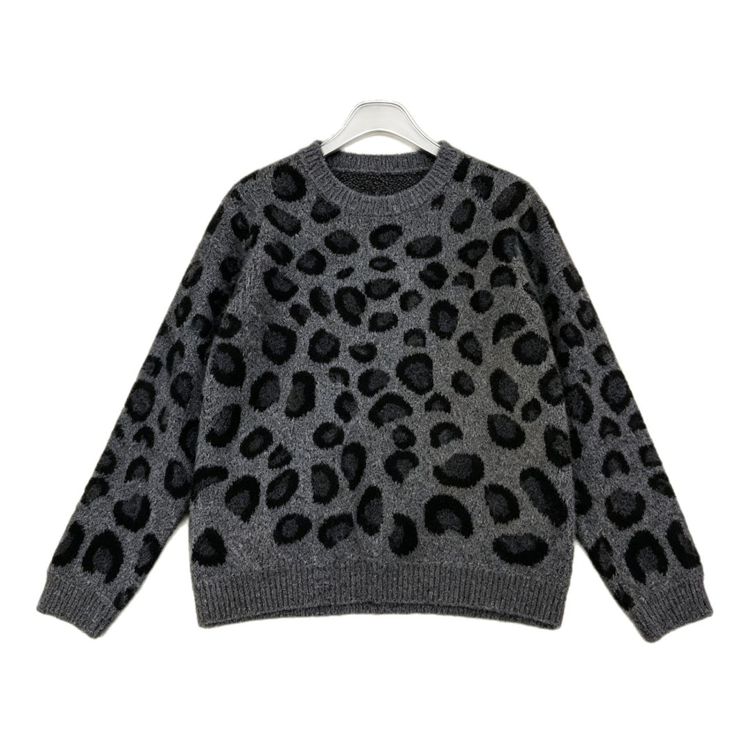Women's Cozy Round Neck Sweater in Leo Jacquard with Relaxed Oversized Fit Mune Fashion