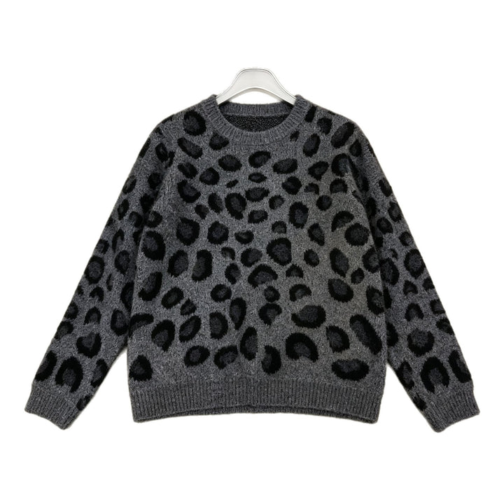Women's Cozy Round Neck Sweater in Leo Jacquard with Relaxed Oversized Fit Mune Fashion
