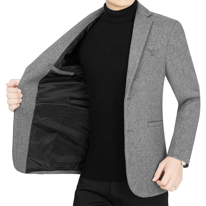 Men's Slim-Fit Blazer in Felt Look with Minimalist Flap Pockets Mune Fashion
