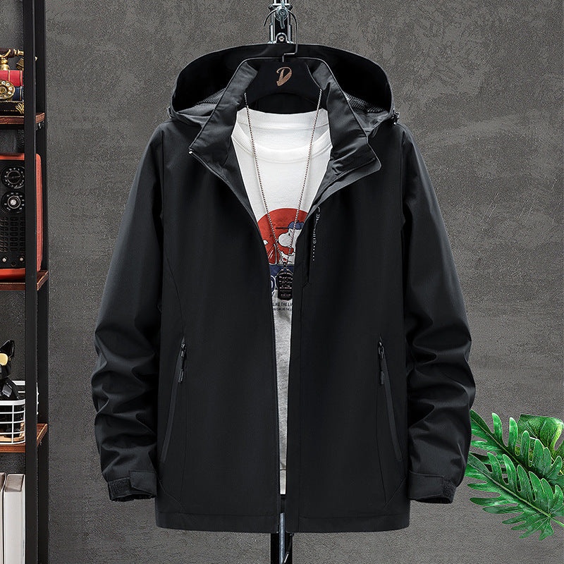 Men's Lightweight Softshell Outdoor Jacket with Hood, Wind and Water Repellent Surface Mune Fashion