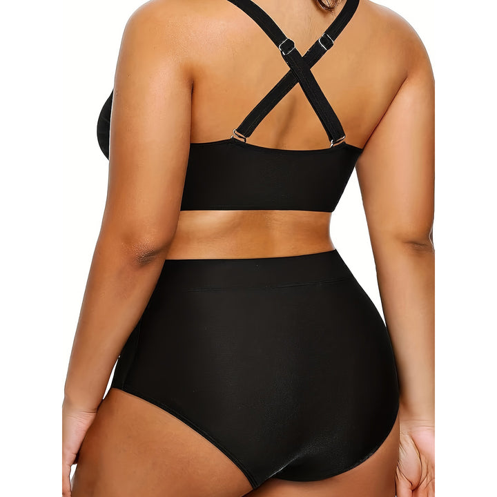 Women High-Waisted Bikini Set with Fashionable Cut-Out Mune Fashion