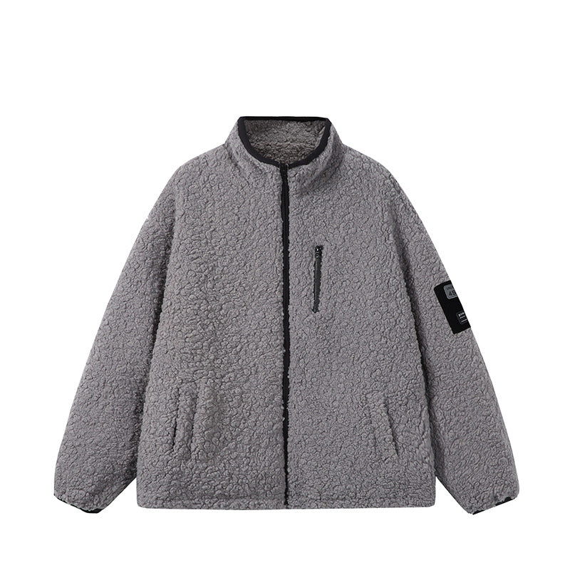 Unisex Teddy Fleece Jacket with Stand-up Collar, High Warmth and Contrasting Zipper Mune Fashion