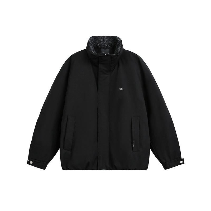 Men's Oversize Quilted Jacket with High Collar and Teddy Lining Mune Fashion
