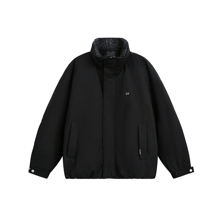 Men's Oversize Quilted Jacket with High Collar and Teddy Lining Mune Fashion