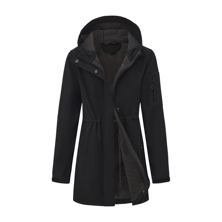 Women's nan functional softshell parka with teddy fleece lining, hood, and waist drawstring Mune Fashion