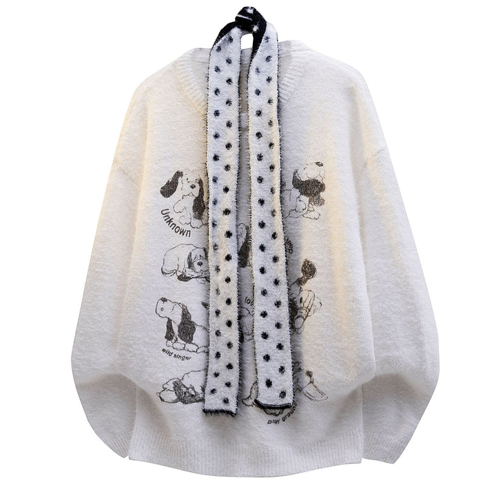 Women Chunky Knit Sweater with Animal Motif Mune Fashion