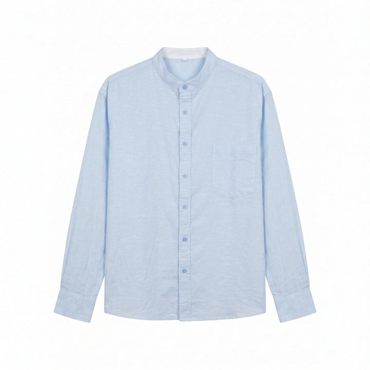 Men's Lightweight Cotton Oxford Shirt with Stand Collar and Chest Pocket Mune Fashion