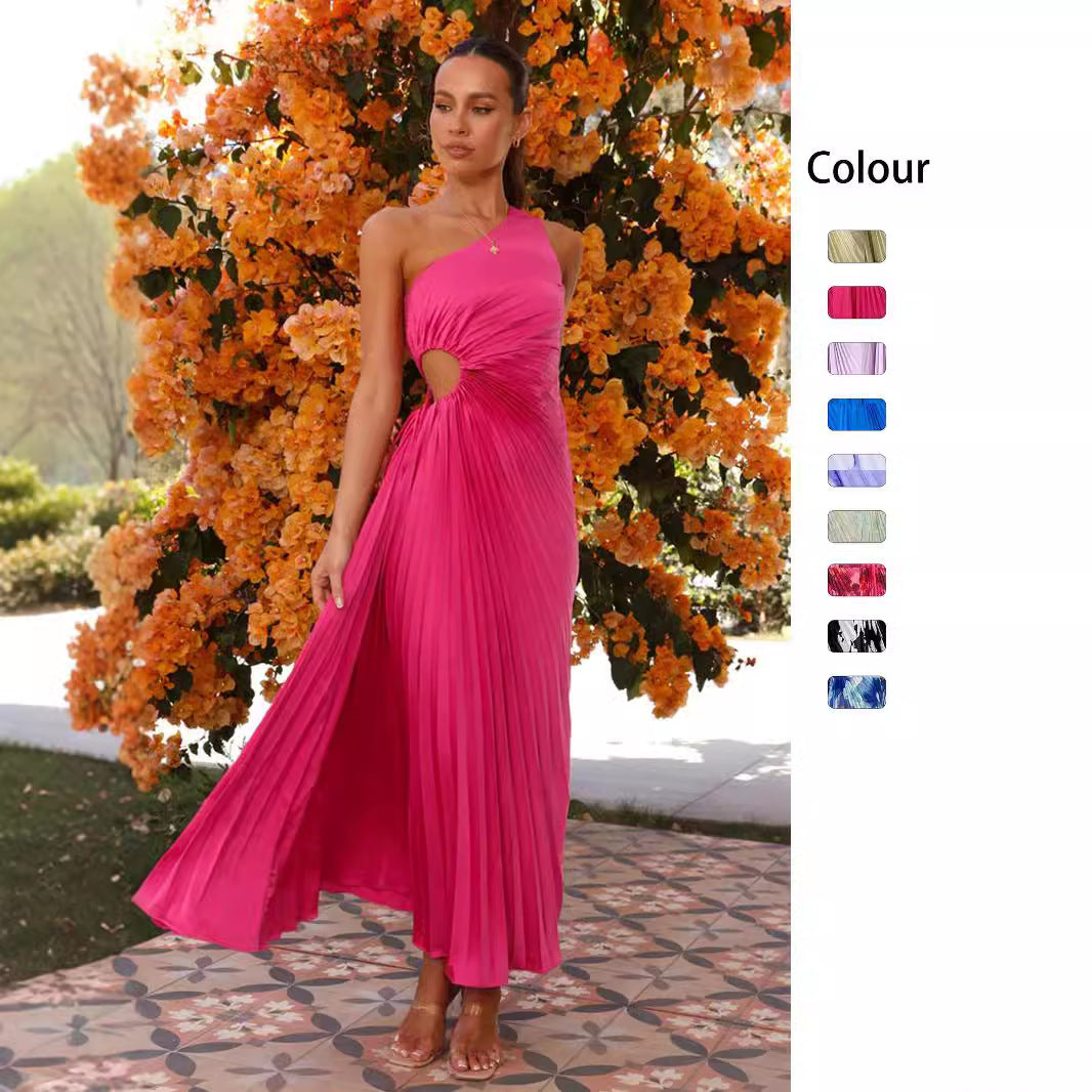 Women’s Maxi Dress with Refined Draping and Asymmetrical Design Mune Fashion