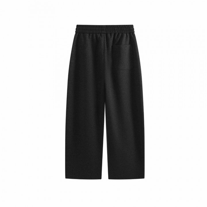 Men's Wide Cropped Pants with Elastic Waistband, Pleats and Side Pockets Mune Fashion