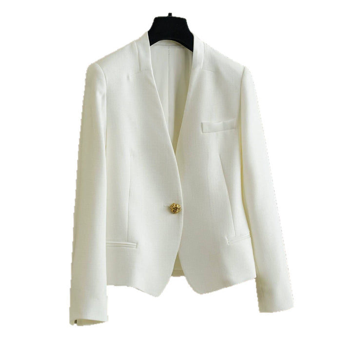 Women's Classic Blazer with Shiny Button Mune Fashion