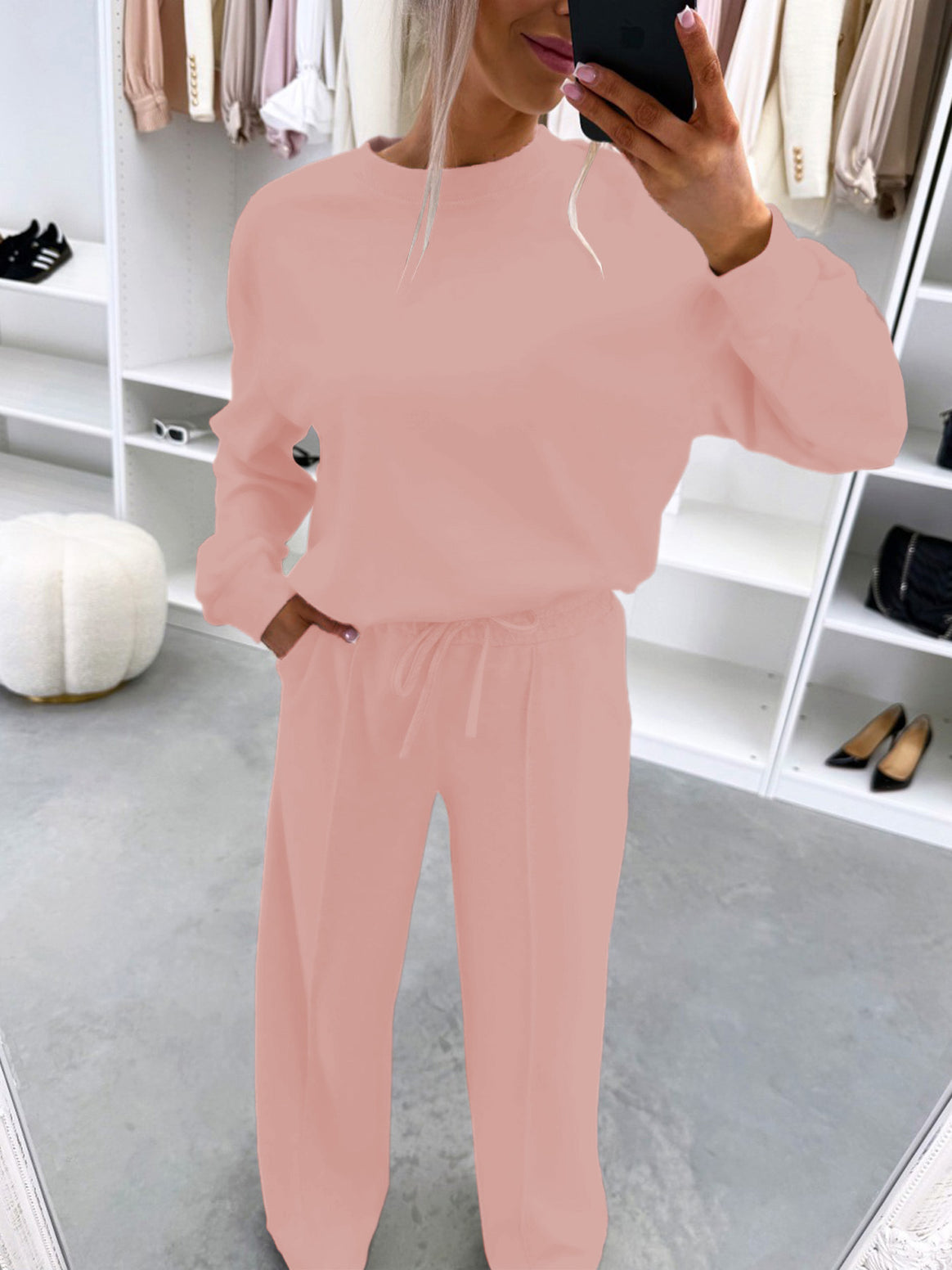 Women's Casual Loungewear Set with Oversize Batwing Sweater and Wide Jersey Pants Mune Fashion