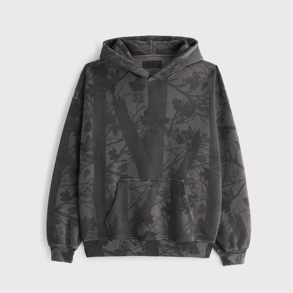 Unisex loose-fit hoodie sweatshirt with subtle leaf texture, double hood without drawstring and kangaroo pocket Mune Fashion