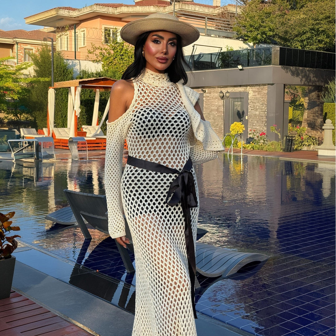 Women's Off-Shoulder Mesh Dress with Elegant Ruffles Mune Fashion