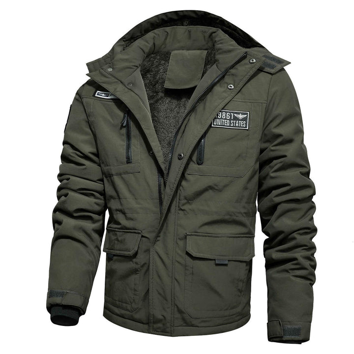 Men's Windproof Field Parka with Teddy Fleece Inner Lining, Multifunctional Cargo Pockets and Hood Mune Fashion