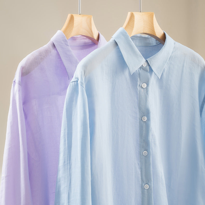 Women Oversized Shirt-Blouse made of lightweight viscose blend with classic collar Mune Fashion