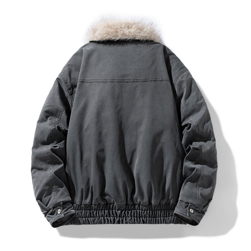 Men's padded bomber jacket with removable faux fur collar Mune Fashion