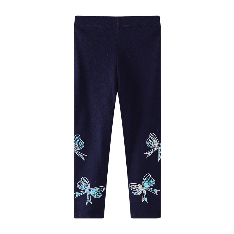 Girls' leggings with colorful bow appliqués Mune Fashion