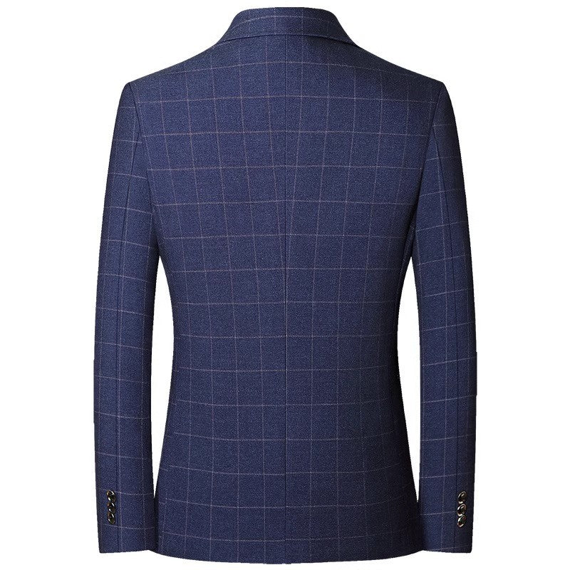 Men's Check Blazer with Tailored Fit, Lapel Collar and Flap Pockets Mune Fashion
