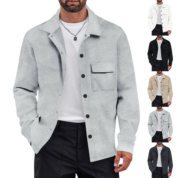Men's nano structured overshirt jacket with Kent collar snap button placket and patch breast pocket Mune Fashion