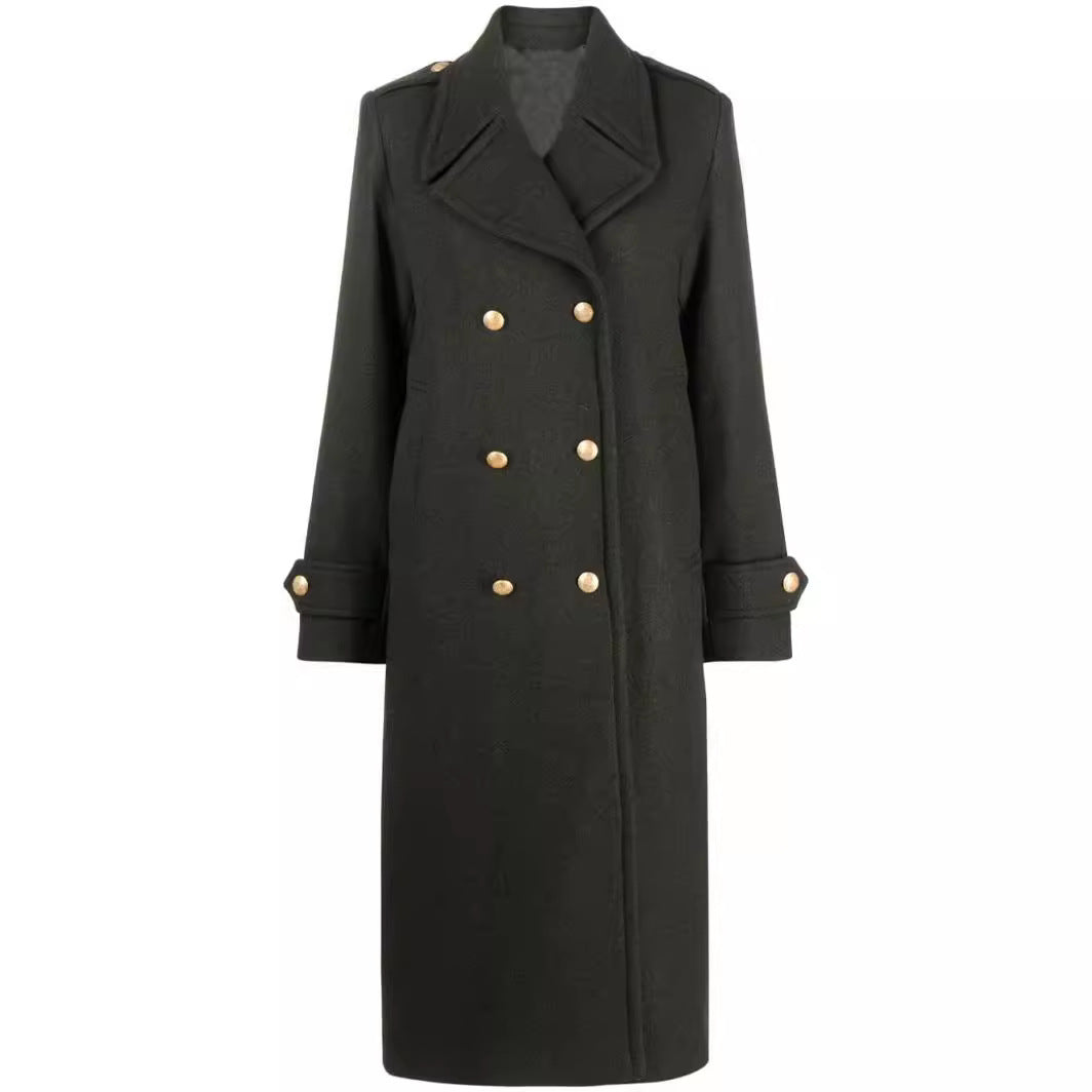 Women's Double-breasted Oversized Wool Blend Coat with Distinctive Lapels and Adjustable Cuffs Mune Fashion
