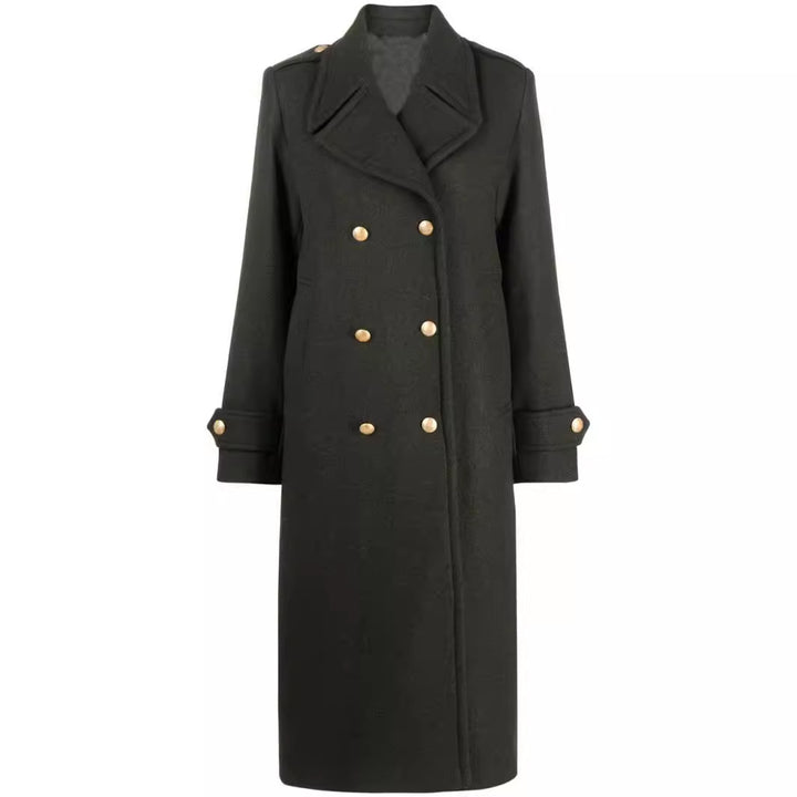 Women's Double-breasted Oversized Wool Blend Coat with Distinctive Lapels and Adjustable Cuffs Mune Fashion