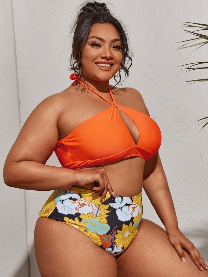 Women's bikini set with high waist and playful floral pattern Mune Fashion