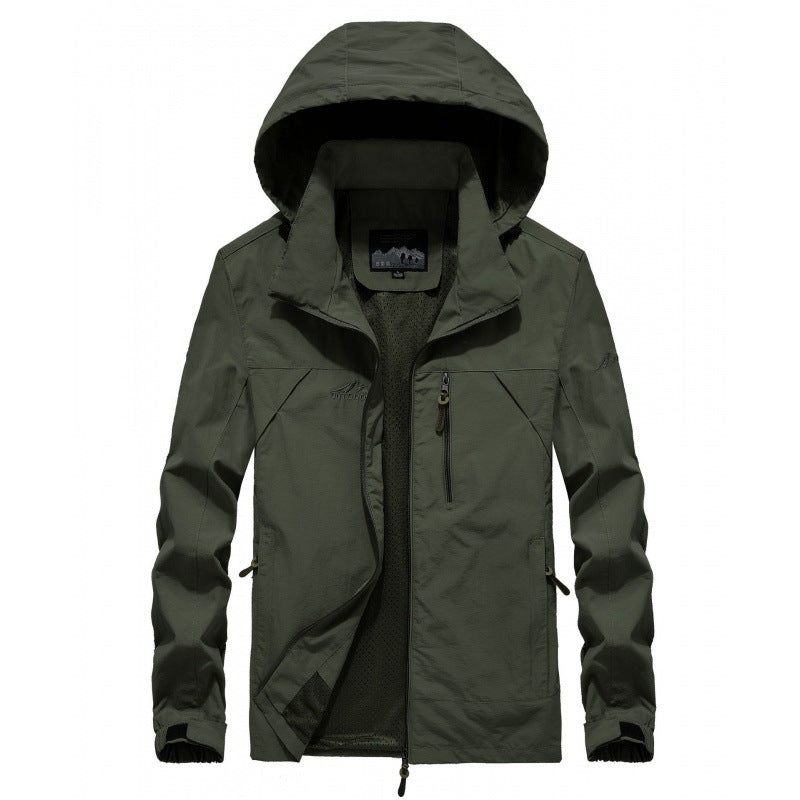 Men's lightweight breathable softshell trekking jacket with hood and mesh lining Mune Fashion