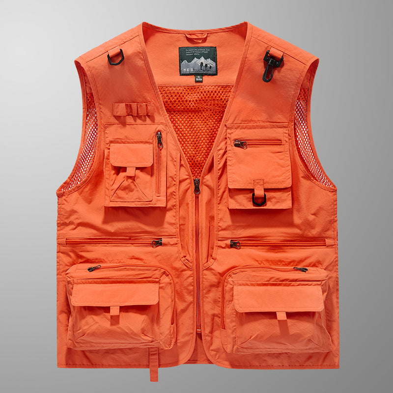 Men's Multi-Functional Outdoor Vest with Mesh Ventilation and Multiple Pockets Mune Fashion