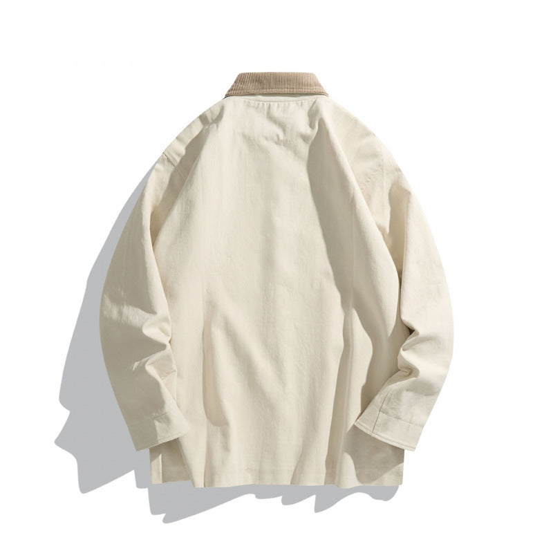 Unisex Boxy Canvas Field Jacket with Contrast Cord Collar and Utility Pockets Mune Fashion