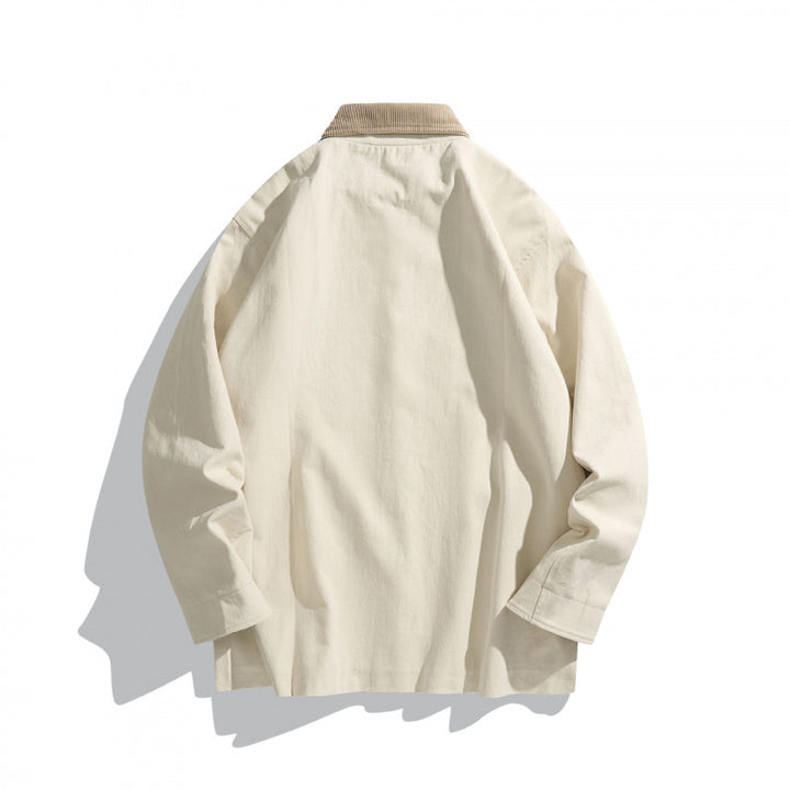 Unisex Boxy Canvas Field Jacket with Contrast Cord Collar and Utility Pockets Mune Fashion