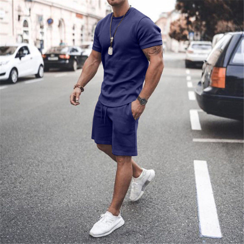 Men's fitted short sleeve shirt with reinforced shoulder seam and elastic drawstring bermuda made of stretch jersey Mune Fashion