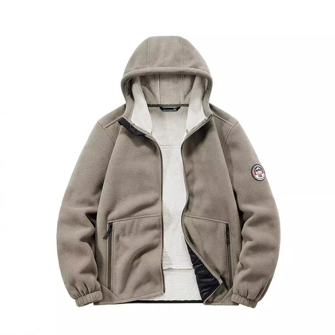 Men's Insulated Fleece Hoodie Jacket with Sherpa Lining and Two-Way Zipper Mune Fashion