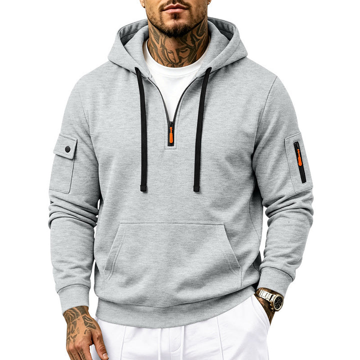 Men's Performance Hoodie with Half-Zip, Utility Arm Pockets and Kangaroo Pocket Mune Fashion