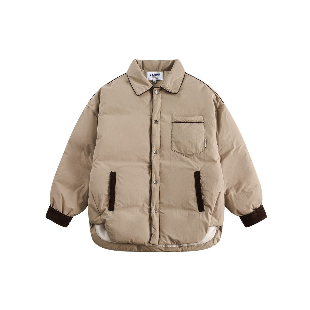 Unisex Short Cut Quilted Blouson Jacket with Shirt Collar and Cord Cuffs Mune Fashion