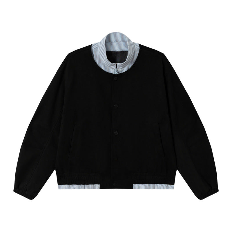 Unisex Short Cropped Boxy Blouson Jacket made of Cotton Blend with Quilted Lining and Stand-Up Collar Mune Fashion