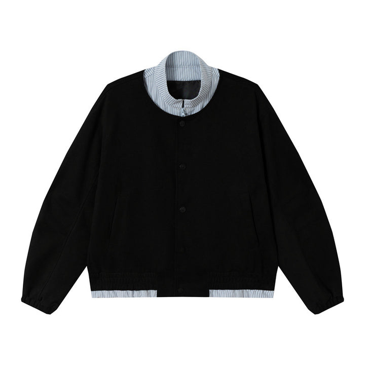 Unisex Short Cropped Boxy Blouson Jacket made of Cotton Blend with Quilted Lining and Stand-Up Collar Mune Fashion