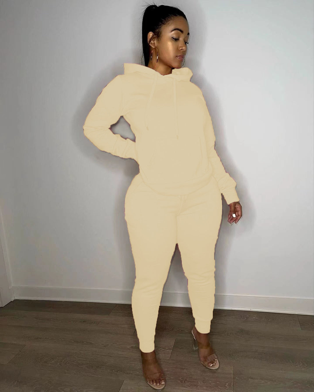 Women's tailored hoodie and jogger set with kangaroo pocket, high comfort waistband, and ribbed ankle cuffs Mune Fashion