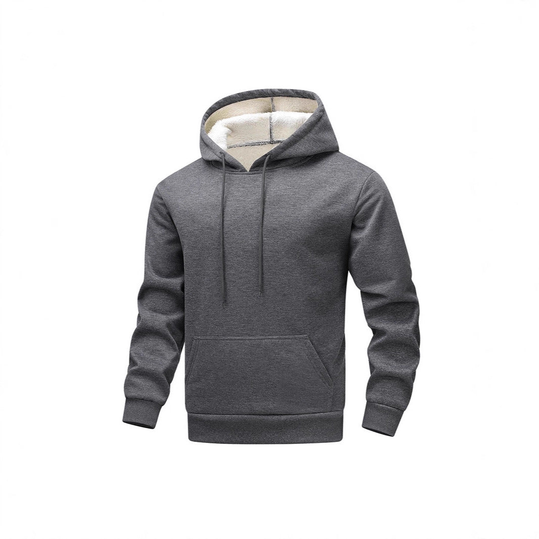 Men's Cozy Teddy Fleece Hoodie with Sherpa Lining and Kangaroo Pocket Mune Fashion