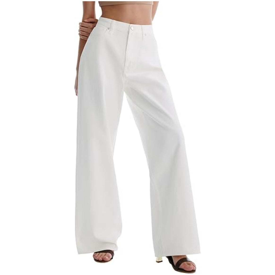 Ladies Wide High-Waist Pants with Flowing Leg Cut Mune Fashion