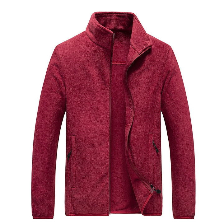 Men's fleece jacket with stand-up collar, full-length zipper and hidden pockets Mune Fashion
