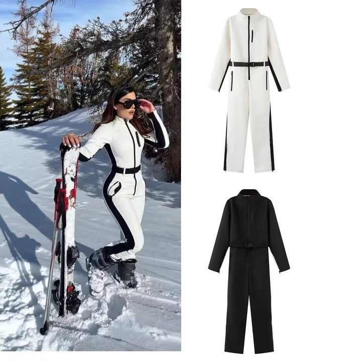 Women’s Utility Overall with High Collar, Functional Zippers and Waist Belt Mune Fashion