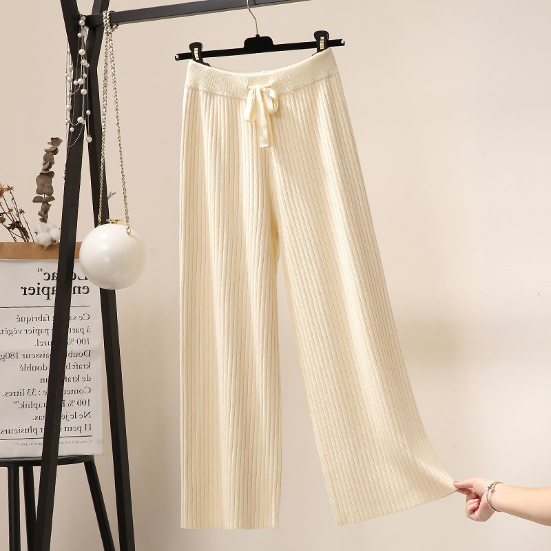 Ladies Wide Ribbed Knit Pants Mune Fashion