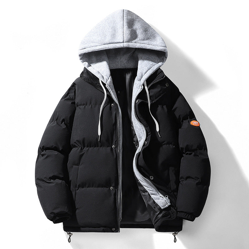 Men's Dual-Layer Puffer Jacket with Integrated Hooded Sweat Layer and Thermo Lining Mune Fashion