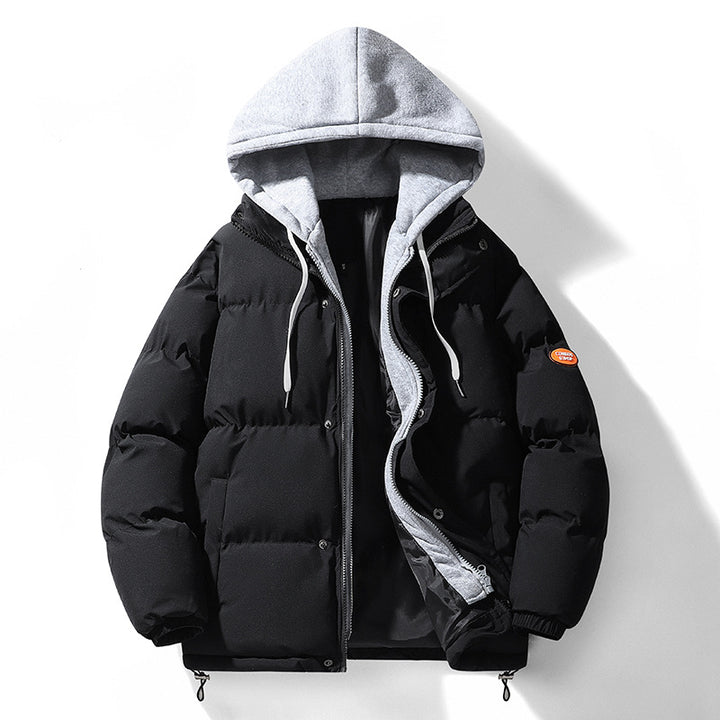 Men's Dual-Layer Puffer Jacket with Integrated Hooded Sweat Layer and Thermo Lining Mune Fashion